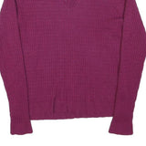 KANGOL Womens Purple Jumper Plain V-Neck Basic Knit XS Cotton Blend Soft Comfort
