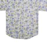 CAMBRIDGE CLASSICS Mens Cream & Blue Patterned Shirt Cotton M Short Sleeve