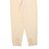 JANET JEANS Womens Regular Fit Beige Denim Woven Jeans W25 L26 Bow Detail