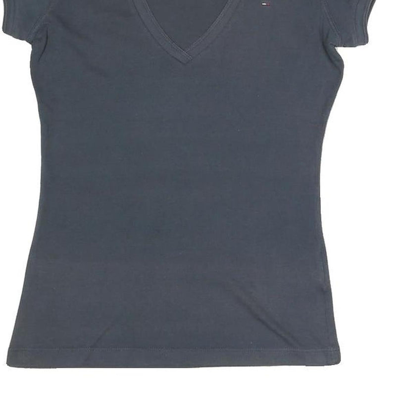 HILFIGER DENIM Womens Blue T-Shirt M Short Sleeve V-Neck Classic Cotton Blend