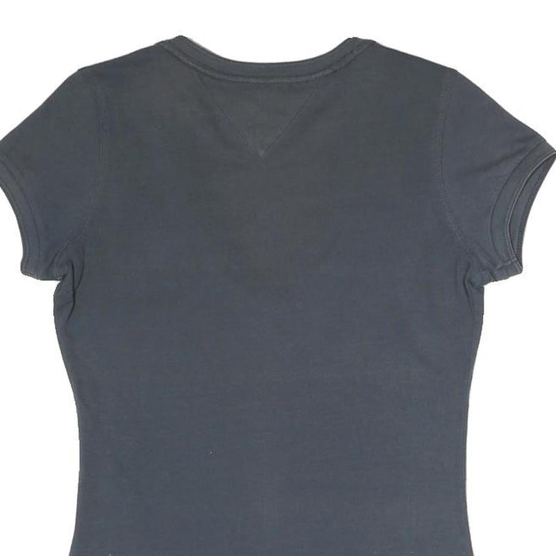 HILFIGER DENIM Womens Blue T-Shirt M Short Sleeve V-Neck Classic Cotton Blend