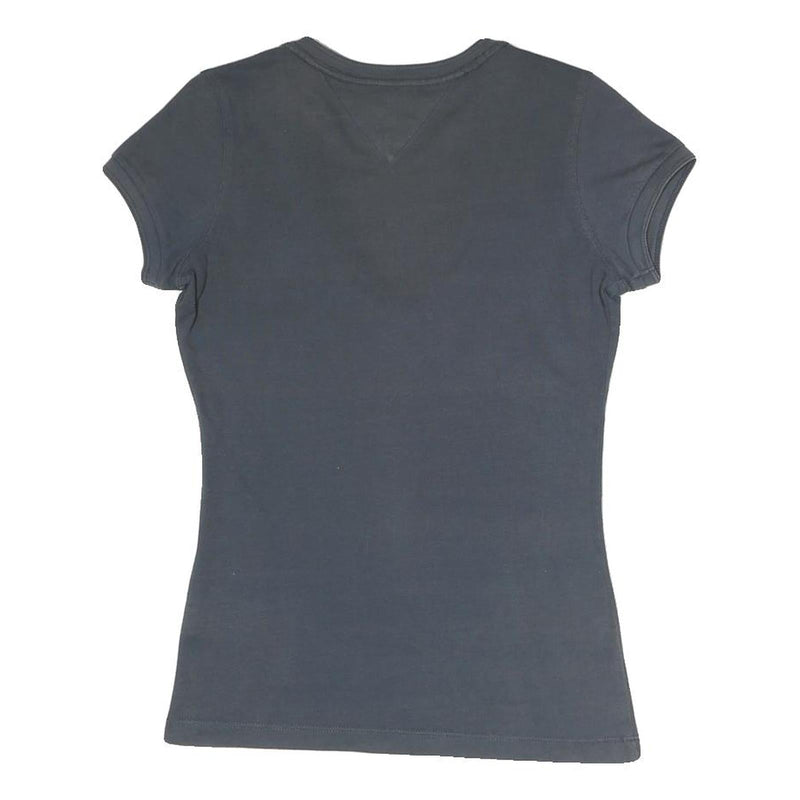 HILFIGER DENIM Womens Blue T-Shirt M Short Sleeve V-Neck Classic Cotton Blend