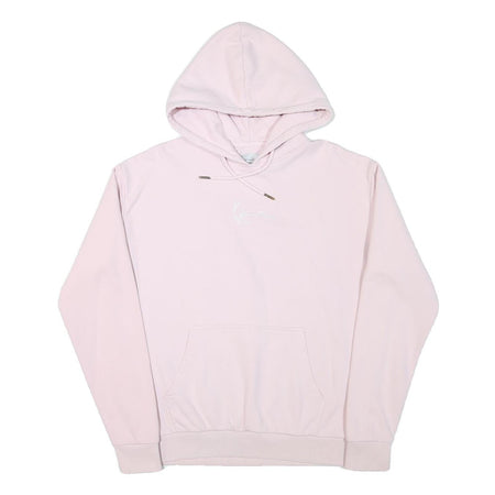 KARL KANI Mens Pink Cotton Blend Pullover Hoodie S Minimal Logo Casual