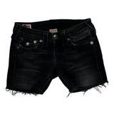 True Religion Studded Denim Shorts - 25W US 0 Black Denim
