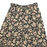 CLIO Womens Black Floral Print Midi Woven Skirt XS Summer Casual Lightweight