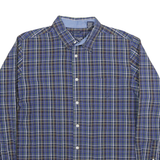 CHAPS Mens Blue Plaid Shirt L Cotton Blend Long Sleeve Button Closure Casual