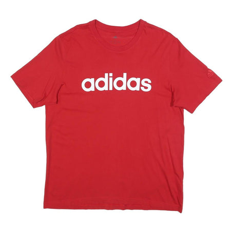 ADIDAS Mens Red Logo Graphic T-Shirt L Short Sleeve Crew Neck Casual Sportswear