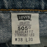 505 Orange Tab Levis Jeans - 35W 30L Blue Cotton