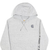 CARHARTT Womens Grey Hoodie M Carhartt Logo Print Cotton Pullover