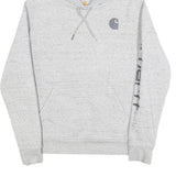 CARHARTT Womens Grey Hoodie M Carhartt Logo Print Cotton Pullover