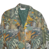 SHARON ANTHONY Womens Green Rayon Button Jacket UK 20 Abstract Floral Print