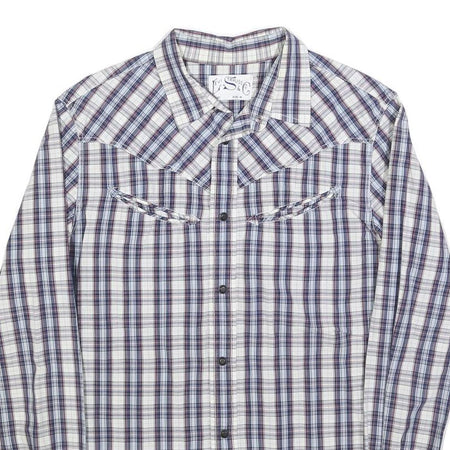 LEVI'S Mens White Blue Check Shirt M Cotton Blend Casual Smart Checked