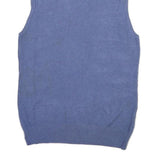 BASIC Womens Blue Plain Sleeveless Roll Neck Cotton Blend Jumper M Soft Knit