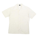 HALEMAN Mens Cream Shirt Cotton Blend M Button Front Casual Style