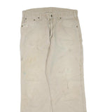 CARHARTT Mens Regular Beige Cotton Blend Zip Trousers W38 L36 Workwear Durable