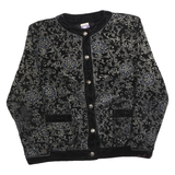 YESSICA Womens Black & Silver Floral Pattern Button Jacket M Polyester Velvet