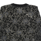 YESSICA Womens Black & Silver Floral Pattern Button Jacket M Polyester Velvet