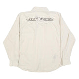 HARLEY DAVIDSON Mens White Cotton Blend Shirt XL Button Down Long Sleeve Casual