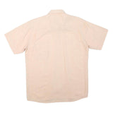 CANDA Mens Beige Short Sleeve Shirt L Cotton Blend Classic Fit Casual