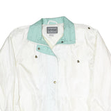 NEYELLE Womens White & Aqua Zip Jacket L Polyester Blend Lightweight Casual