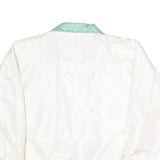 NEYELLE Womens White & Aqua Zip Jacket L Polyester Blend Lightweight Casual