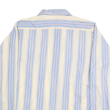 Mens White & Blue Striped Relaxed Fit Polyester Blend Shirt S Casual Smart