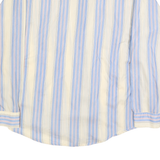 Mens White & Blue Striped Relaxed Fit Polyester Blend Shirt S Casual Smart