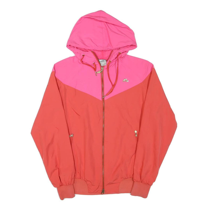 NIKE Womens Pink & Red Sportswear Zip Jacket S Polyester Blend Hooded Casual