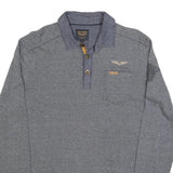 PME LEGEND Mens Grey Long Sleeve Plain L Cotton Blend Polo Shirt Casual Wear