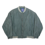 LET'S GO Mens Green Silk Bomber XL Jacket Plain Zip Pocketed