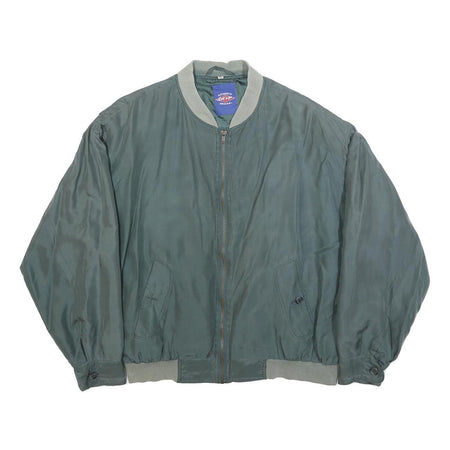 LET'S GO Mens Green Silk Bomber XL Jacket Plain Zip Pocketed