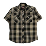 Wrangler Checked Short Sleeve Shirt - Large Black Cotton