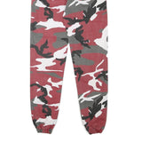 Womens Relaxed Fit Red Black & Grey Camouflage Cotton Blend Trousers W24 L32 Zip