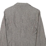 H&M Womens Grey Brown Cotton Blend Button Jacket S Woven Tailored Chic