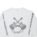 COTTON DELUXE Mens White Rockdrops Crew Neck L Sweatshirt Graphic Print