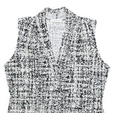 CALVIN KLEIN Womens Black & White Printed Sleeveless V-Neck Top M Elegant