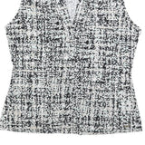 CALVIN KLEIN Womens Black & White Printed Sleeveless V-Neck Top M Elegant