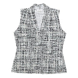 CALVIN KLEIN Womens Black & White Printed Sleeveless V-Neck Top M Elegant