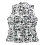 CALVIN KLEIN Womens Black & White Printed Sleeveless V-Neck Top M Elegant