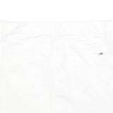 TOMMY HILFIGER Womens White Cotton Blend Mini Skirt Fringed Hem M Casual Denim
