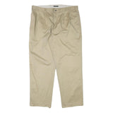 DOCKERS Mens Relaxed Beige Cotton Blend Trousers W38 L30 Zip Closure