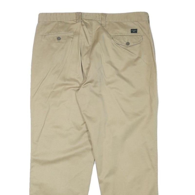 DOCKERS Mens Relaxed Beige Cotton Blend Trousers W38 L30 Zip Closure