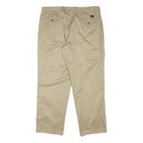 DOCKERS Mens Relaxed Beige Cotton Blend Trousers W38 L30 Zip Closure