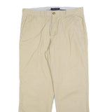 TOMMY HILFIGER Mens Cotton Blend Beige Regular Fit Straight Trousers W34 L30