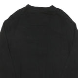 CALVIN KLEIN Mens Black Plain V Neck Basic Knit XL Wool Blend Jumper