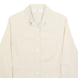 TOMMY HILFIGER Womens Beige Check Shirt UK 6 Classic Cotton Blend Long Sleeve