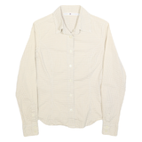 TOMMY HILFIGER Womens Beige Check Shirt UK 6 Classic Cotton Blend Long Sleeve