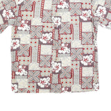PARADISE BAY Mens Red & Beige Floral Pattern Shirt L Cotton Blend Hawaiian Style