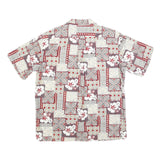 PARADISE BAY Mens Red & Beige Floral Pattern Shirt L Cotton Blend Hawaiian Style