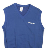 ADIDAS Womens Blue Sleeveless V-Neck M Logo Sweatshirt Vest Casual